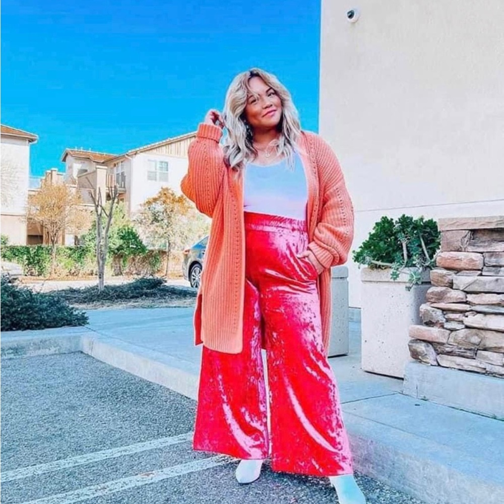 2x a new day velvet pants in yellow/gold wide leg